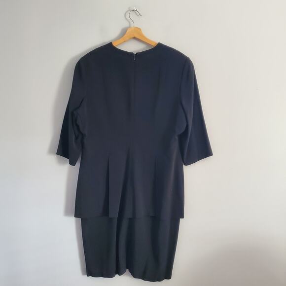 Evan Picone Vintage Black Button Sheath Dress 16 - Picture 2 of 8